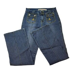Apollo Y2k Vintage Jeans Distressed Embroidered Flared Jeans Size 9/10